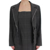 BENCIVENGA Gray Checkered Cotton Blazer Dress Set Suit