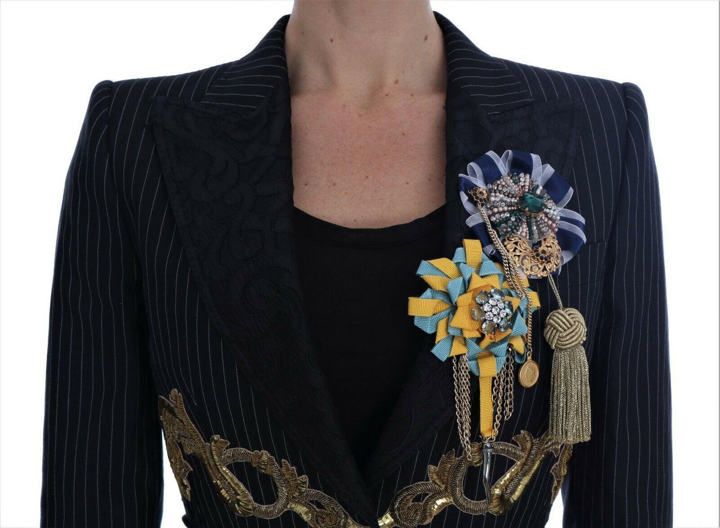 Dolce & Gabbana Black Crystal Fairy Tale Blazer Jacket