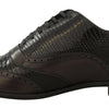 Dolce & Gabbana Brown Lizard Skin Leather Oxford Dress Shoes