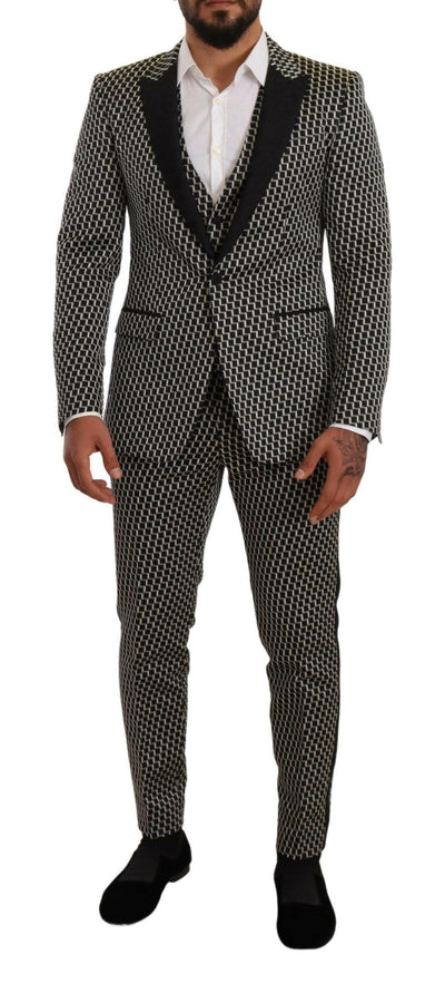 Dolce & Gabbana Black White Check 3 Piece Set MARTINI Suit