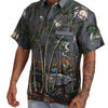 Dolce & Gabbana Gray Linen Tropical Print Collared Shirt