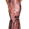Dolce & Gabbana Pink Sequined Sheath Crystal Dress Gown