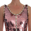 Dolce & Gabbana Pink Sequined Sheath Crystal Dress Gown