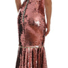 Dolce & Gabbana Pink Sequined Sheath Crystal Dress Gown
