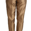 Dolce & Gabbana Gold Silk Tapered Trouser Metallic Pants