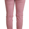 Acht Pinke Slim Fit Damen Denim Skinny Hose aus Baumwolle