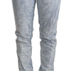 Acht Light Blue Washed Cotton Folded Hem Denim Trouser