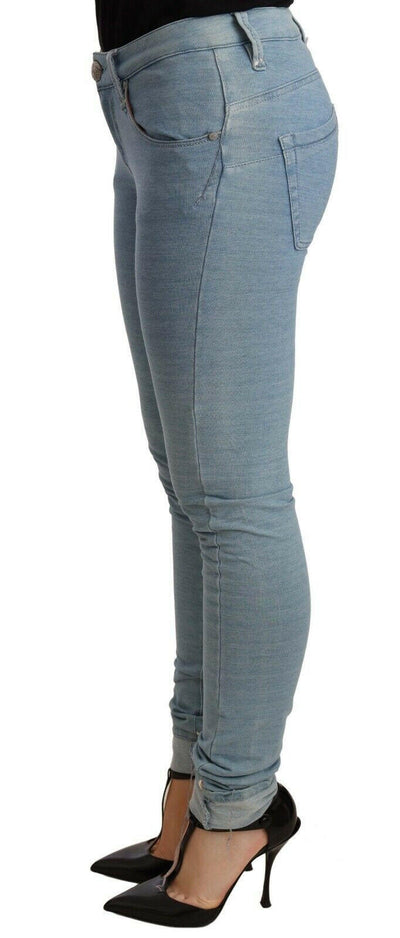 Acht – Blaue Slim Fit-Jeanshose aus Baumwolle mit Stretch-Saum für Damen