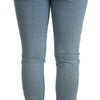 Acht Blue Cotton Stretch Hem Slim Fit Women Denim Trouser