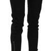 John Galliano Black Mid Waist Cropped Cut Hem Denim Casual Pants