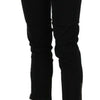 John Galliano Black Mid Waist Cropped Cut Hem Denim Casual Pants