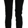 John Galliano Black Mid Waist Cropped Cut Hem Denim Casual Pants