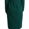 Dolce & Gabbana Green Stretch Crepe Crystal Midi Dress