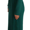 Dolce & Gabbana Green Stretch Crepe Crystal Midi Dress