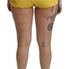 Dolce & Gabbana Yellow Black Cotton Jewelled Hot Pants Shorts