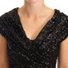 Dolce & Gabbana Black Sequined Open Shoulder Long Gown Dress