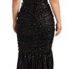 Dolce & Gabbana Black Sequined Open Shoulder Long Gown Dress