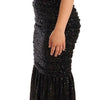 Dolce & Gabbana Black Sequined Open Shoulder Long Gown Dress