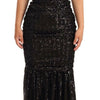 Dolce & Gabbana Black Sequined Open Shoulder Long Gown Dress