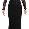 Dolce & Gabbana Black Cotton Lace Mermaid Long Sleeves Dress