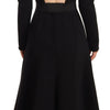 Dolce & Gabbana Black Wool Stretch Sheath Open Back Dress