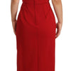 Dolce & Gabbana Red Sweetheart Sleeveless Midi Stretch Dress