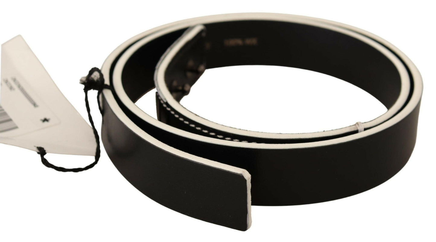 Costume National Black White Leather Fashion Waist  Belt