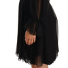 Dolce & Gabbana Black Mesh Pleated Mini Silk Stretch Dress