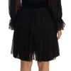 Dolce & Gabbana Black Mesh Pleated Mini Silk Stretch Dress