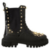 Dolce & Gabbana Black Leather Studded Combat Boots