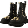 Dolce & Gabbana Black Leather Studded Combat Boots