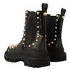 Dolce & Gabbana Black Leather Studded Combat Boots