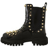 Dolce & Gabbana Black Leather Studded Combat Boots