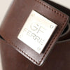 GF Ferre Brown Genuine Leather Wide Logo Buckle Waist Belt