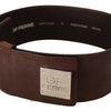 GF Ferre Brown Genuine Leather Wide Logo Buckle Waist Belt