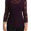 Dolce & Gabbana Purple Lace Long Sleeve Top Blouse
