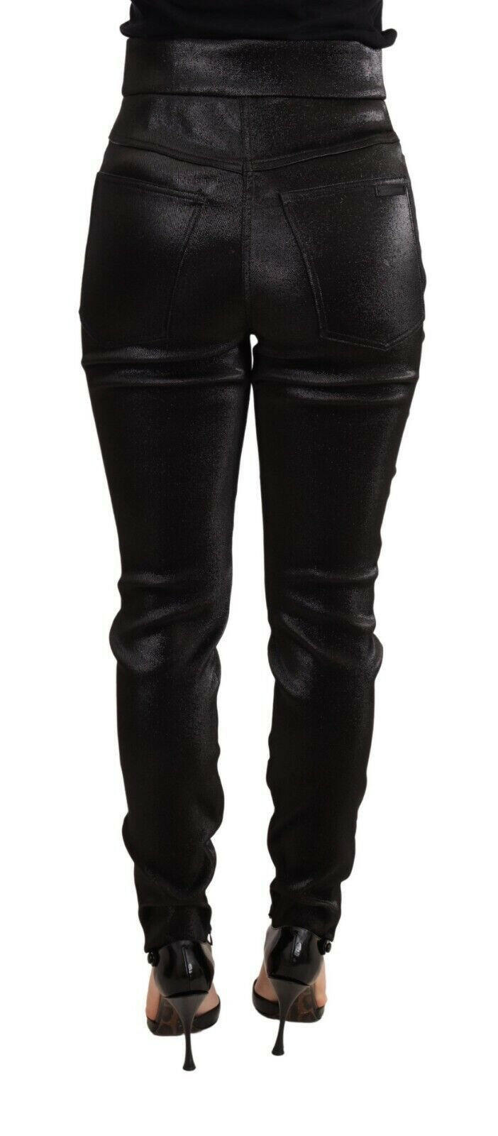 Dolce &amp; Gabbana – Stretchhose aus Baumwolle mit Lurexfaden in Schwarz und Silber