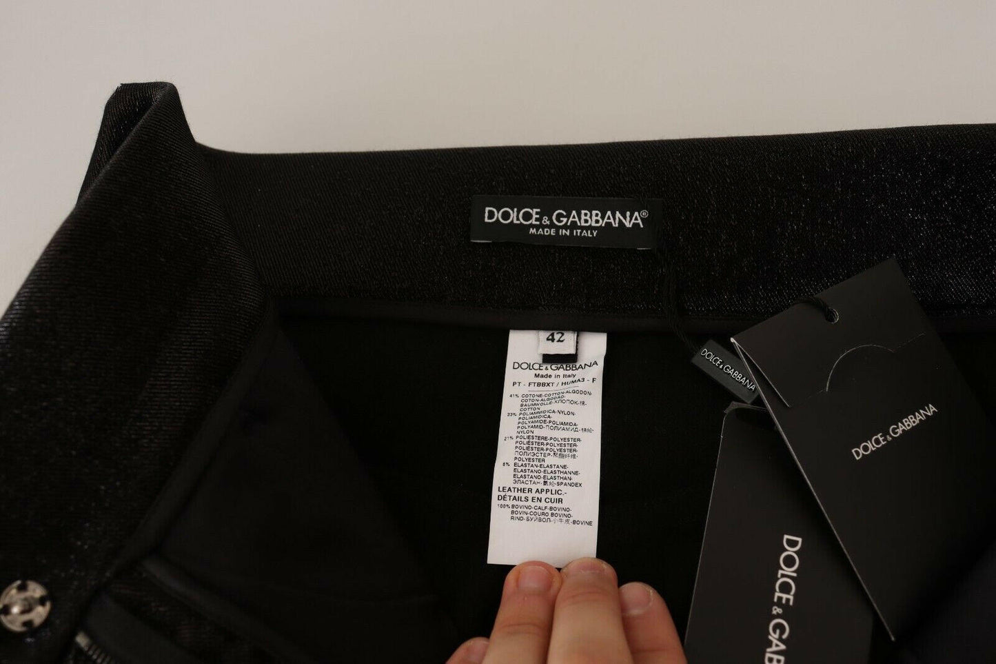 Dolce &amp; Gabbana – Stretchhose aus Baumwolle mit Lurexfaden in Schwarz und Silber