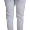 Acht Light Blue Cotton Folded Hem Denim Skinny Women Trouser Jeans