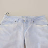 Acht Light Blue Cotton Folded Hem Denim Skinny Women Trouser Jeans