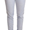 Acht Light Blue Cotton Folded Hem Denim Skinny Women Trouser Jeans