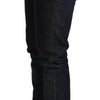 Acht Dark Blue Cotton Slim Fit Folded Hem Women Denim Trouser Jeans