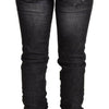 Acht Black Washed Cotton Low Waist Skinny Denim Trouser Jeans