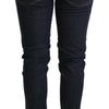 Acht Blue Washed Cotton Low Waist Skinny Denim Women Trouser Jeans
