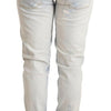 Acht Light Blue Distressed Cotton Folded Hem Denim Trouser Jeans