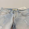 Acht Light Blue Distressed Cotton Folded Hem Denim Trouser Jeans