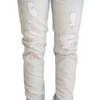 Acht Light Blue Distressed Cotton Folded Hem Denim Trouser Jeans
