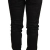 Acht Black Washed Cotton Slim Fit Denim Low Waist Trouser Jeans