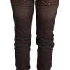 Acht Brown Washed Cotton Slim Fit Denim Low Waist Trouser Jeans