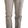 Ermanno Scervino Grau verwaschene Skinny-Jeans aus Baumwolle mit niedriger Taille